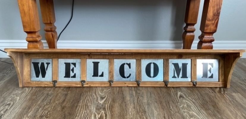 Farmhouse Welcome  Wood Wall Shelf 