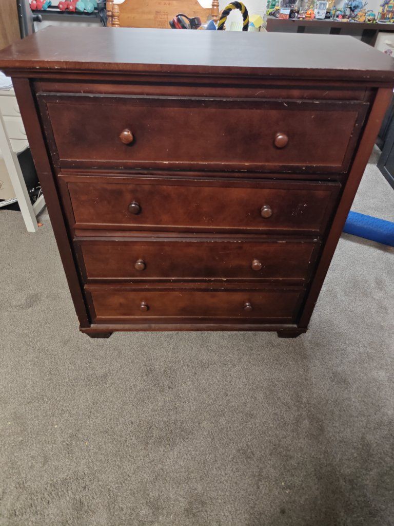 Wood 4-Drawer Dresser - Dark Cherry Finish