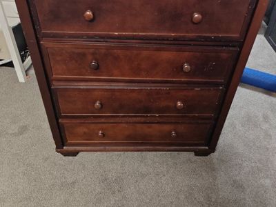Wood 4-Drawer Dresser - Dark Cherry Finish