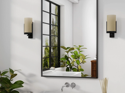 HARRITPURE 28x20 Black Bathroom Mirror Wall Mounted Rectangle Aluminum Frame