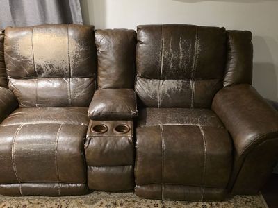 Recliner love seat set with console