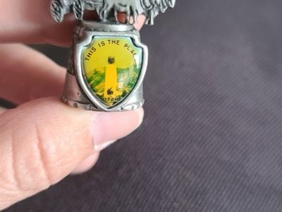 Pewter Thimble Vintage Covered Wagon