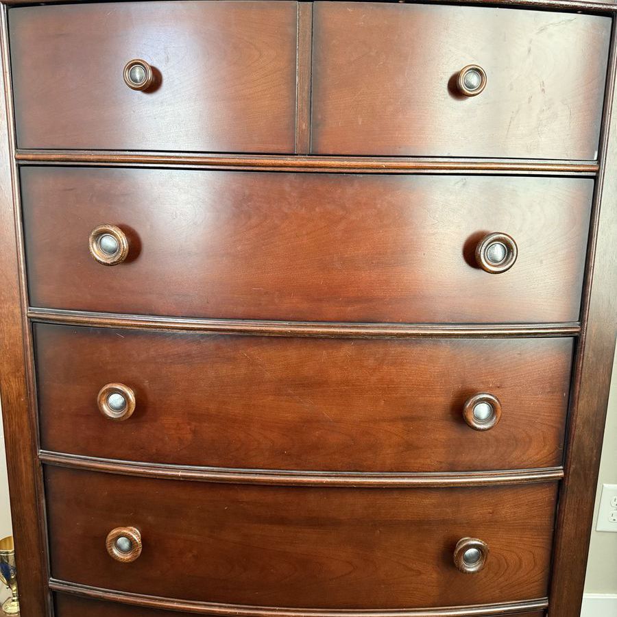 Solid wood sleigh bed and dresser