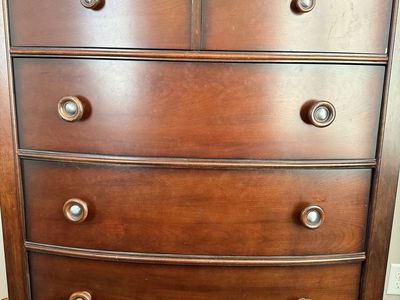 Solid wood sleigh bed and dresser