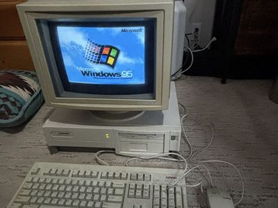 Vintage Compaq ProLinea 4/66 Desktop Computer System with CRT Monitor, Keyboard & Mouse