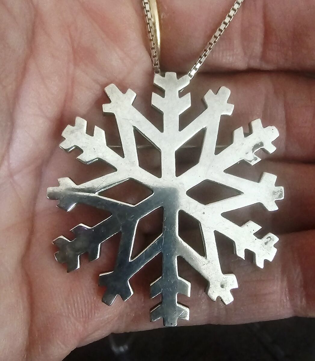 Vntg SS 925 Lg. Snowflake PEND & BROOCH