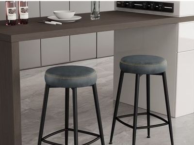 Set of 2 Dark Blue Counter Height Bar Stools – Mid Century Modern