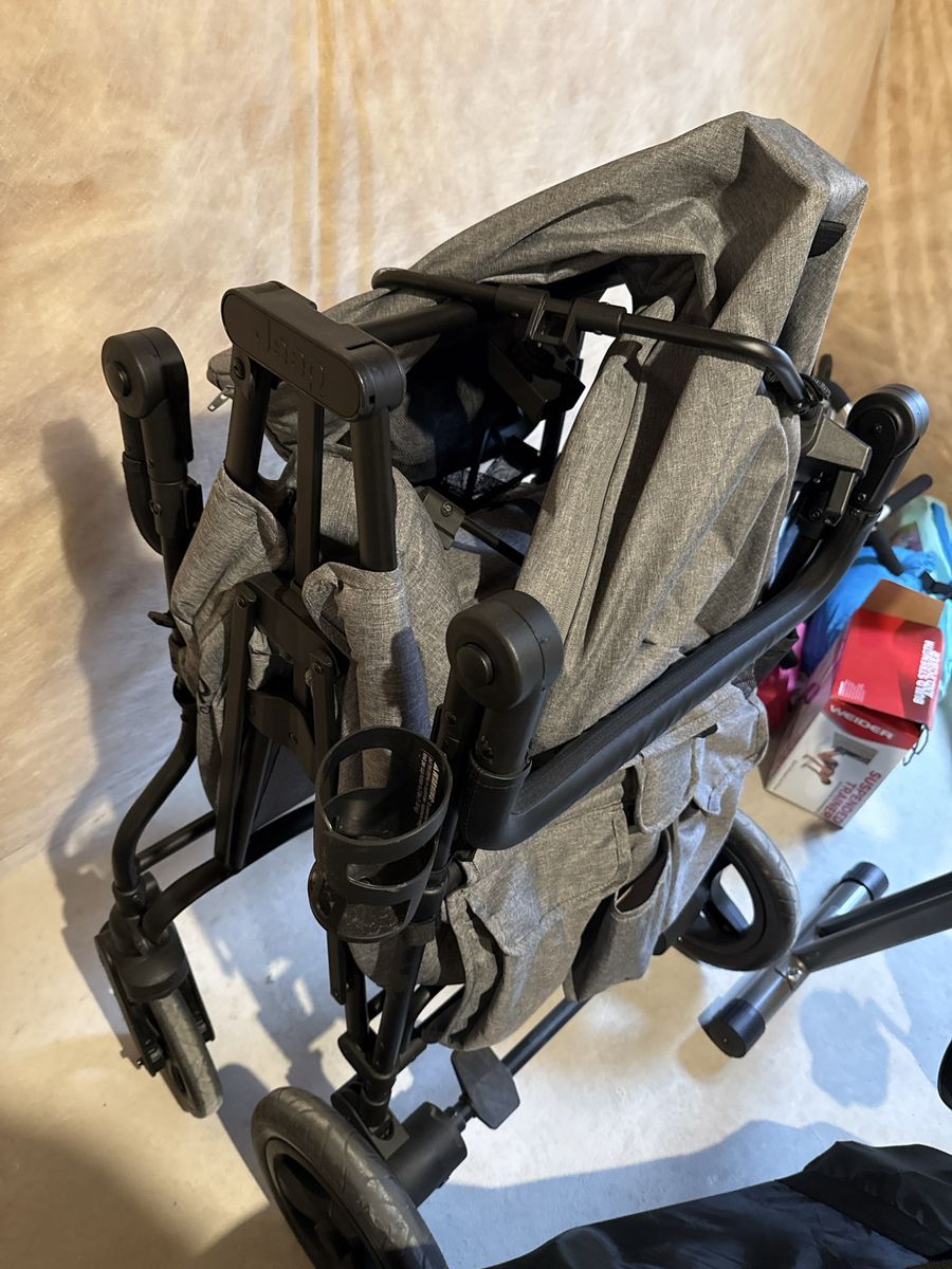 Foldable Double Wagon Stroller Gray