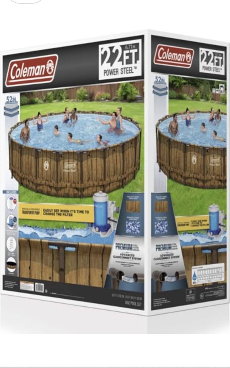 New Coleman 22' x 52" Power Steel Swim Vista II Swimming Pool Set
