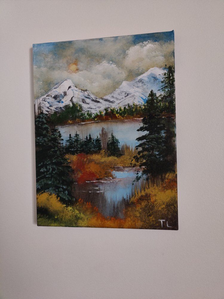 original acrylic mountain painting