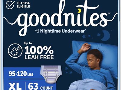 Goodnites Boys Nighttime Underwear Size XL 63 Count (95-120 lbs)