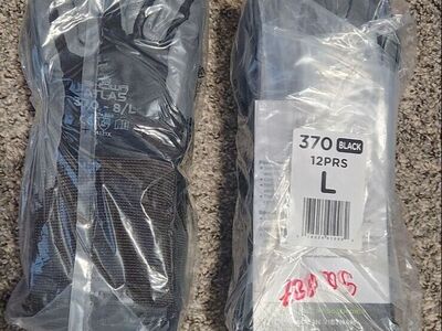 ATLAS FIT 370 SHOWA BLACK LARGE NITRILE GARDENING WORK GLOVES, 12-PAIRS