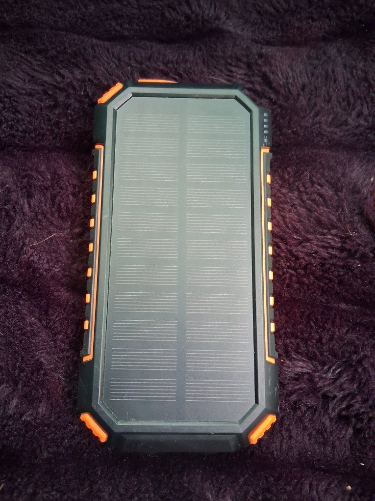 Solar Power Bank Portable Charger Wireless Charging Orange Black Rugged