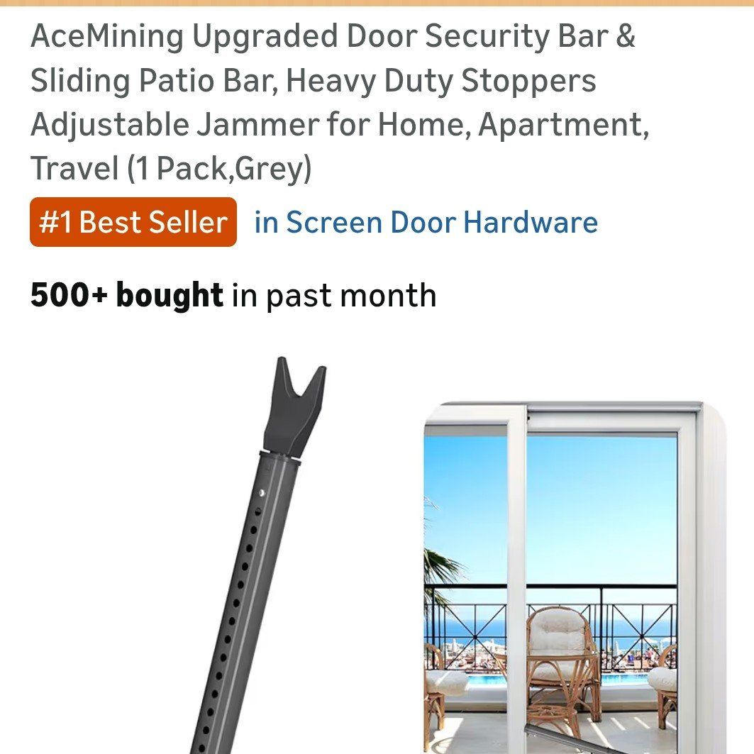 New Security Bar for Sliding Door or Any Door