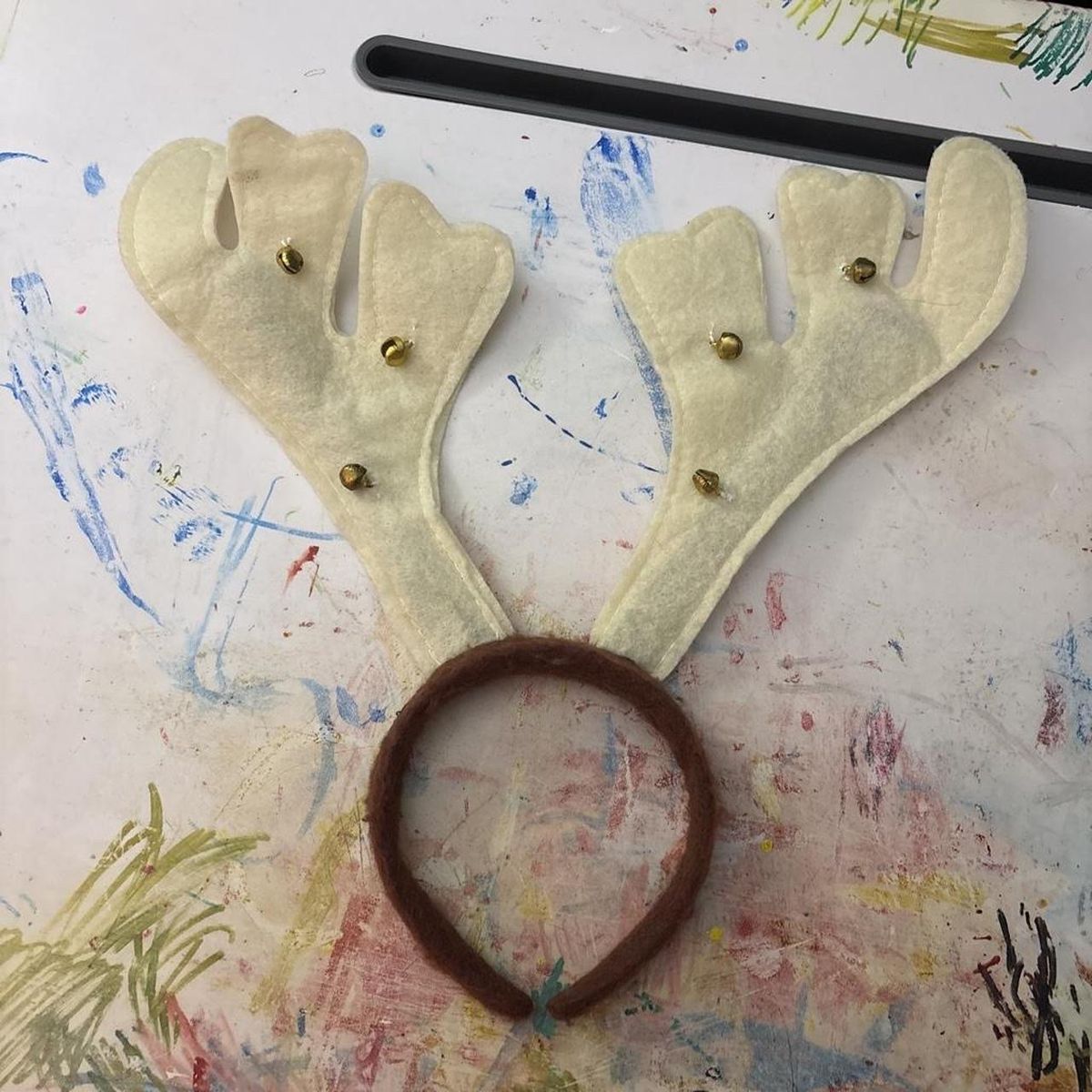 Christmas Reindeer Antlers Headband Felt w/ Bells Festive Holiday Accessory