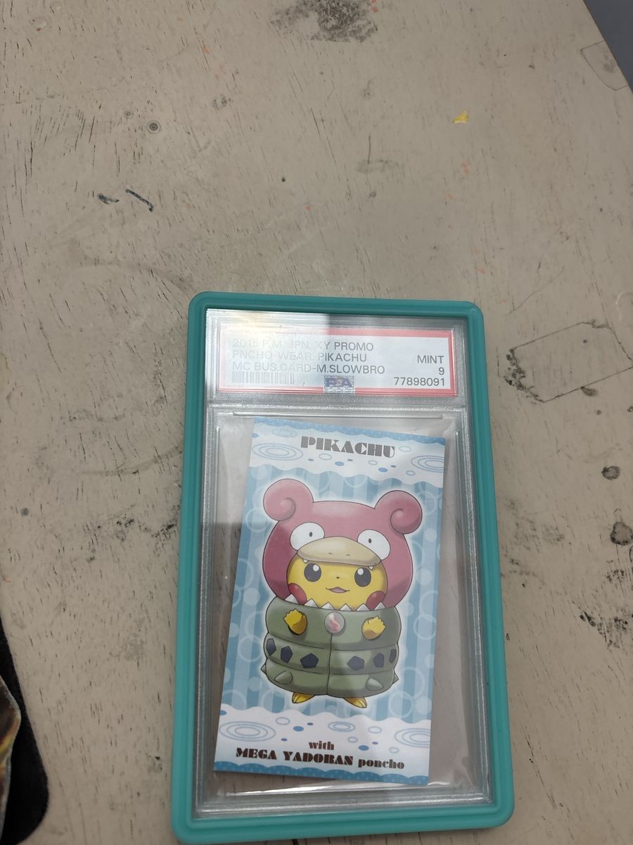 2015 Pokemon Japanese XY Promo Poncho-Wearing Pikachu Mega Slowbro  psa 9 Bus card