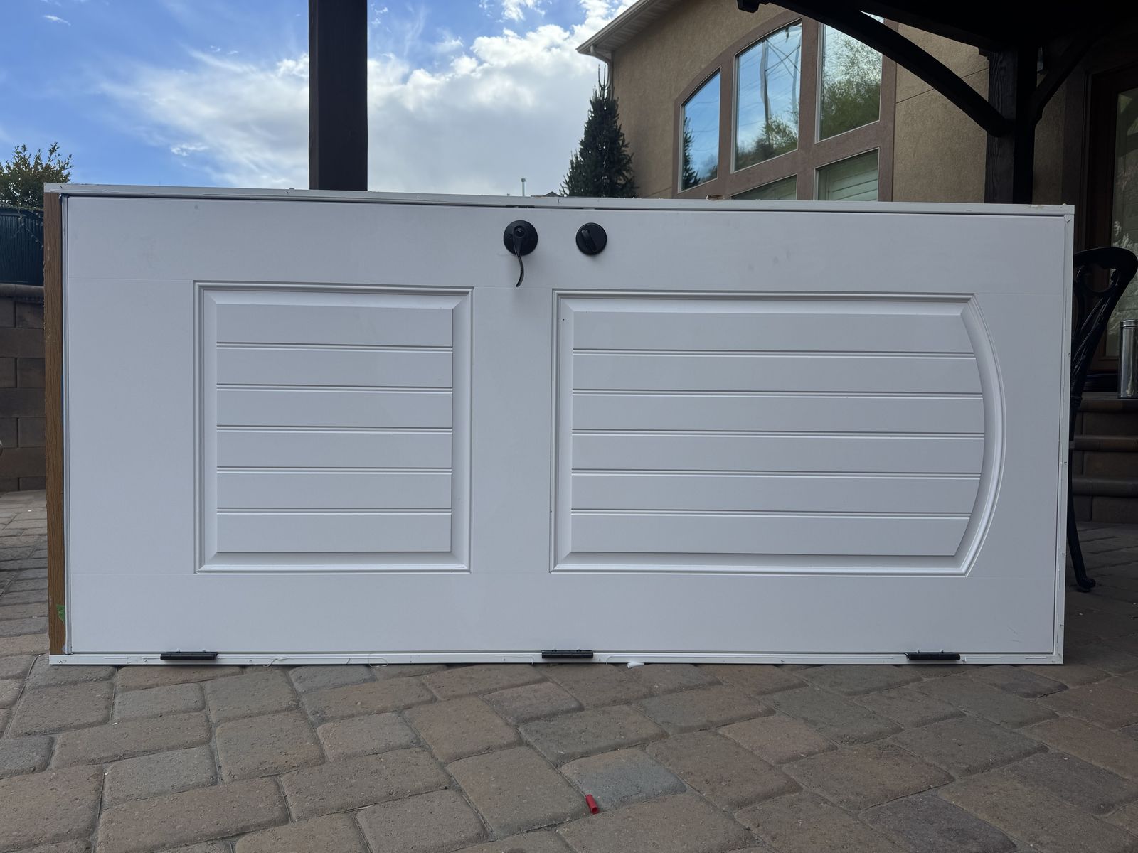 Exterior fiberglass door with casing