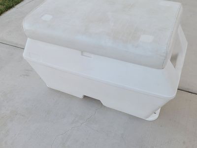 Marine Cooler with Cushion Seat and deck mount - White, Durable Plastic, 50-quart