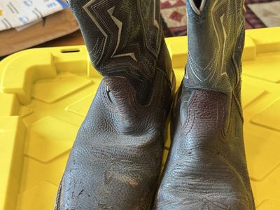 Ariat Men's Waterproof Work Western Boots Size 9 1/2 EE Square Toe Leather Composite Toe Black
