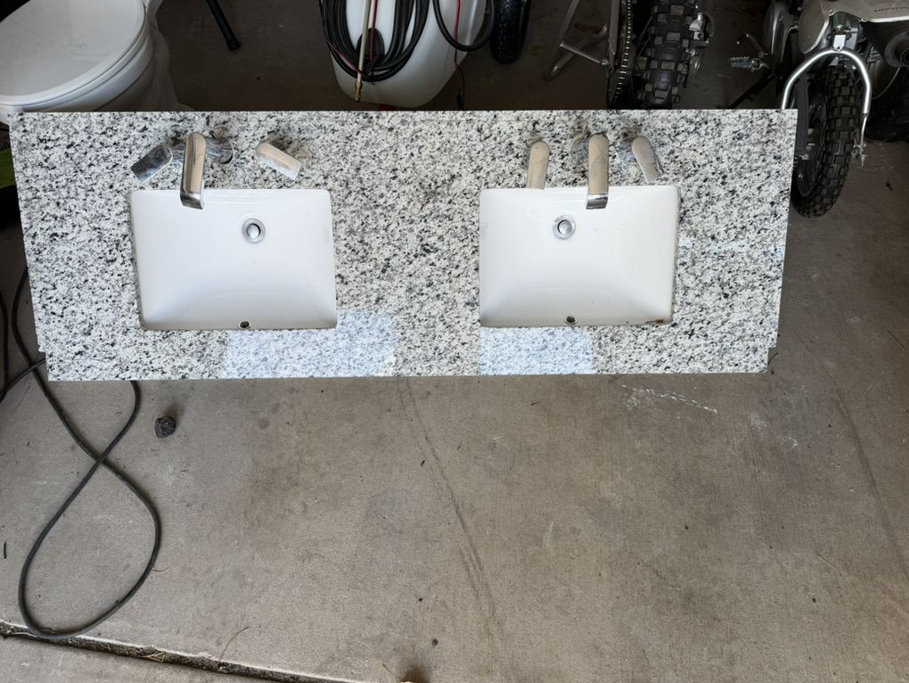 Double Sink Granite Countertop.