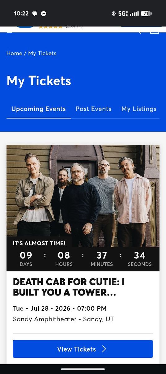 Death Cab for Cutie Tickets - July 28 - Sandy Amphitheatre