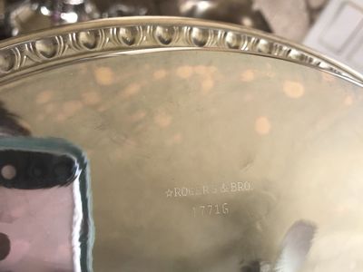 Rogers & Bro. 1771G Engraved Silver Plated Round Serving Tray with Pierced Edge, 12-inch