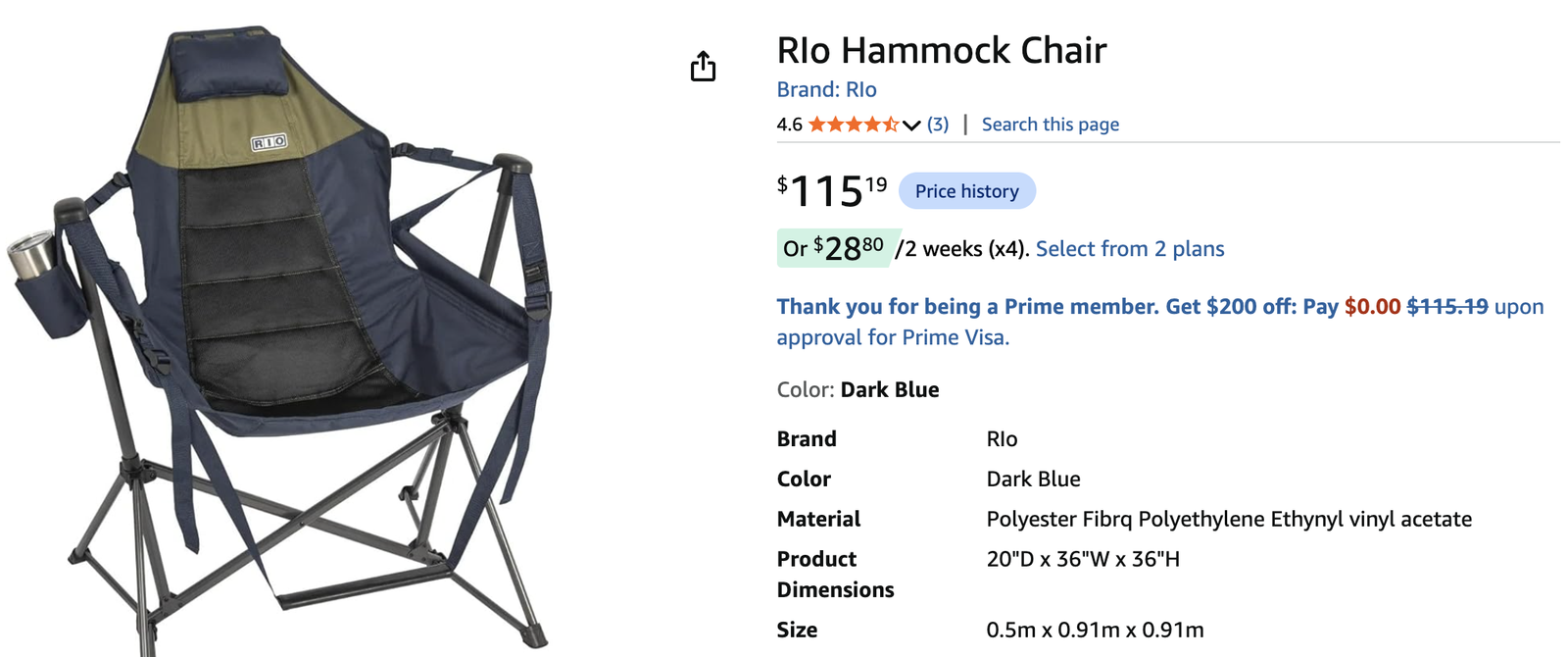 Swinging Hammock Camp Chair
