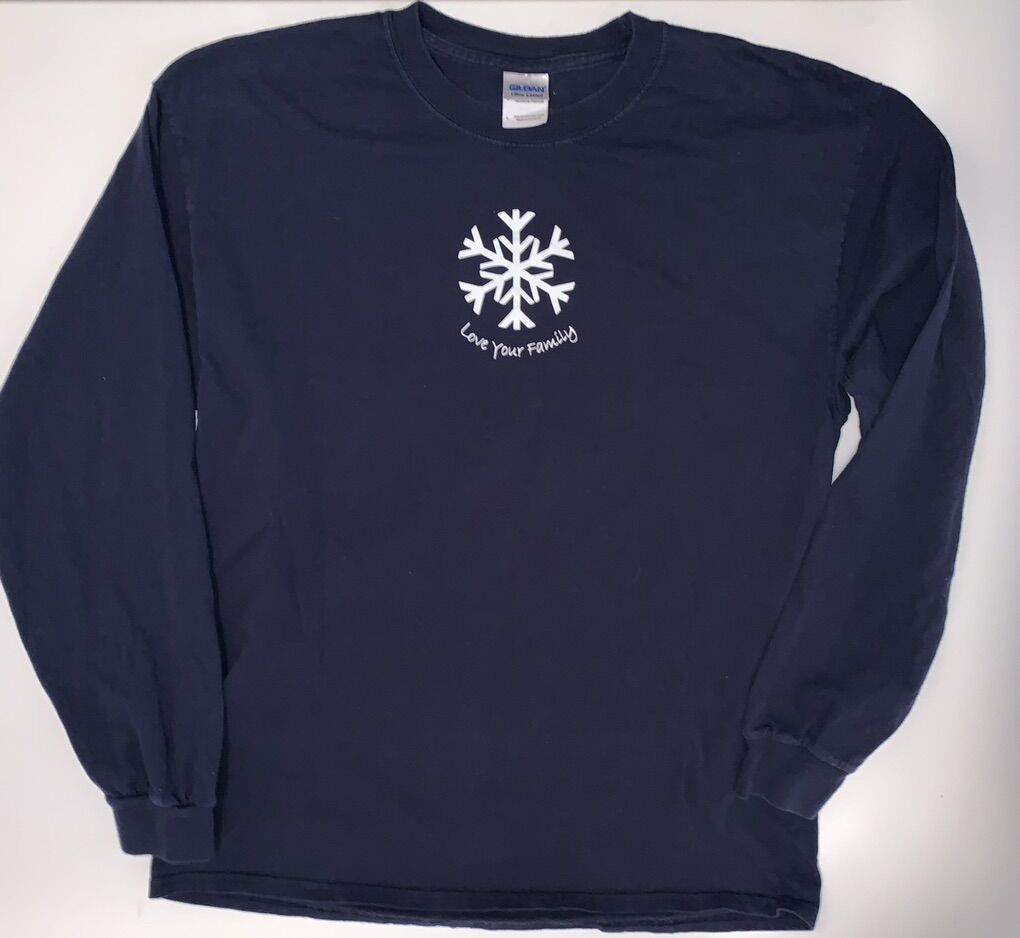Womens Large Long Sleeve Navy Cotton Tee