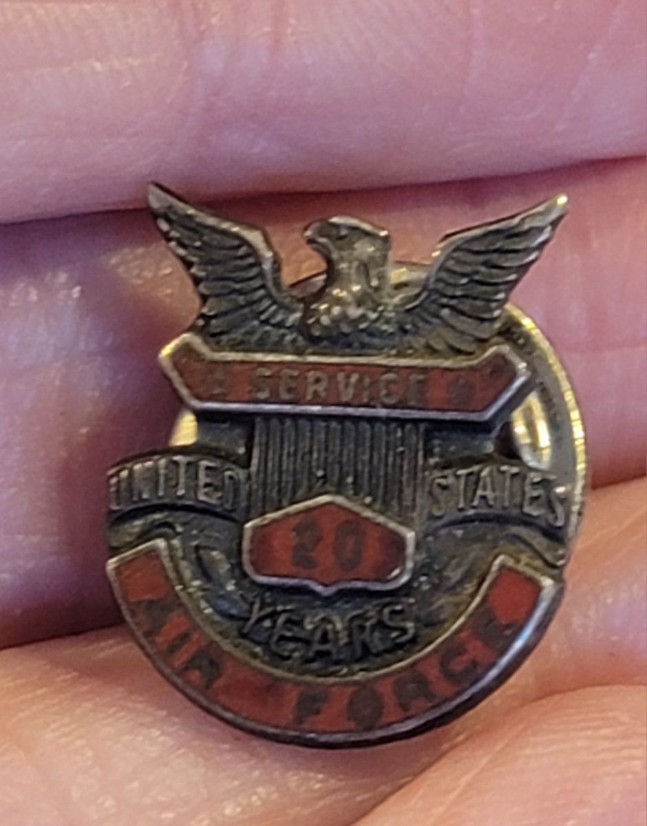 Vintage United States Air Force 20 Years Service Lapel Pin Signed Antaya Sterling