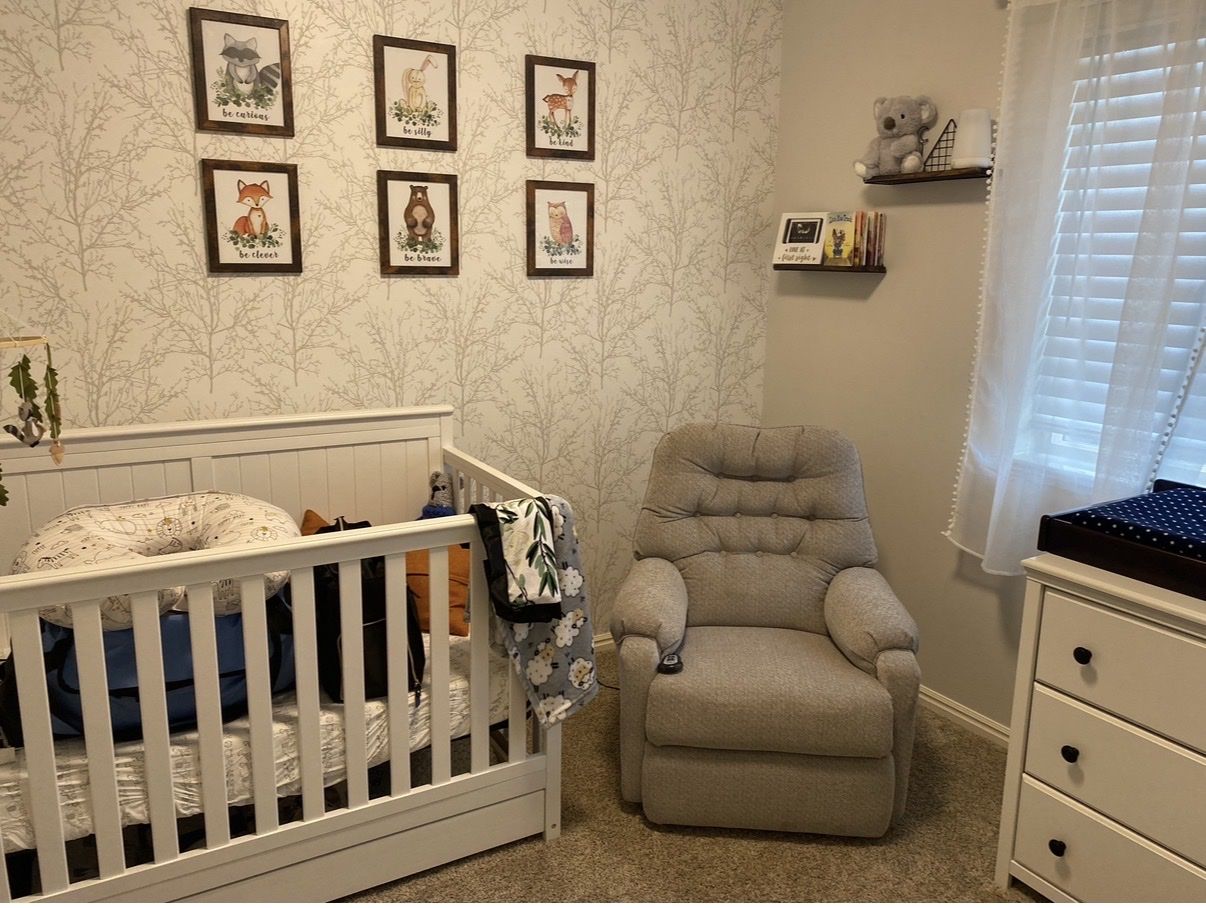Gray Fabric Powered Recliner