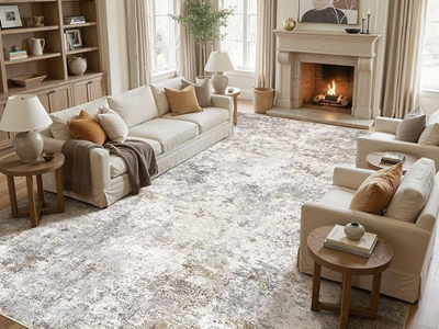 UERMEI 12x18 Area Rug Living Room Rugs Extra Large Brown Grey Carpet