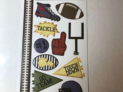 Lot of 5 Sheets, Gameday Embossible Designs Embossed Cardstock Stickers by We R Memory Keepers, New, 13 pcs per sheet, 12”x6”