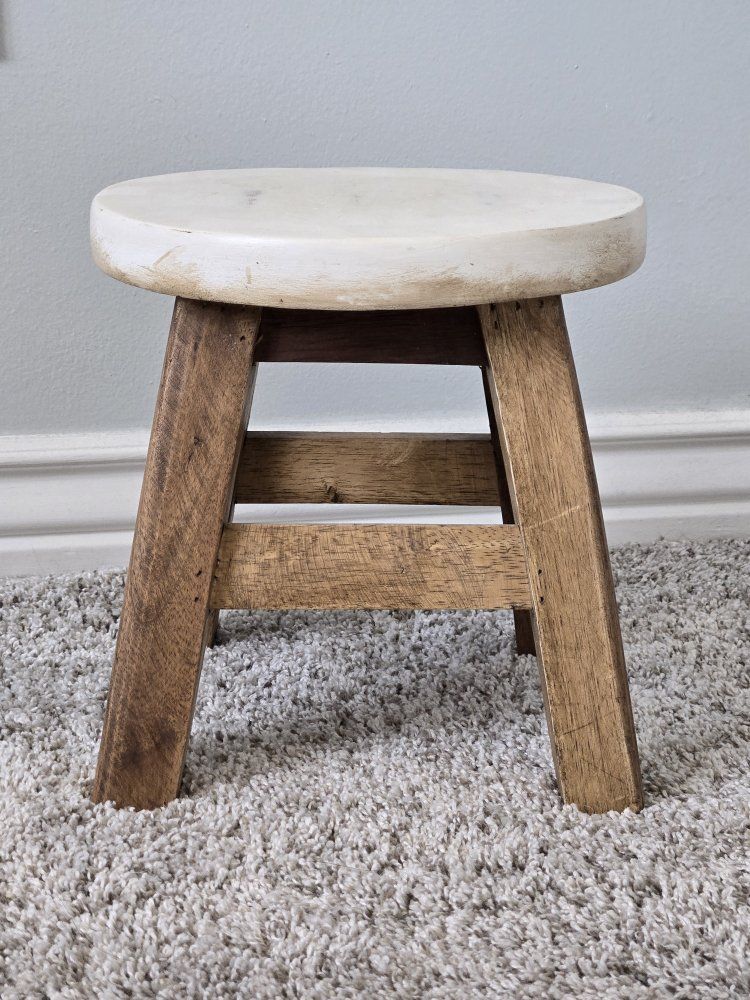 Farmhouse Style Decorative Wood Stool