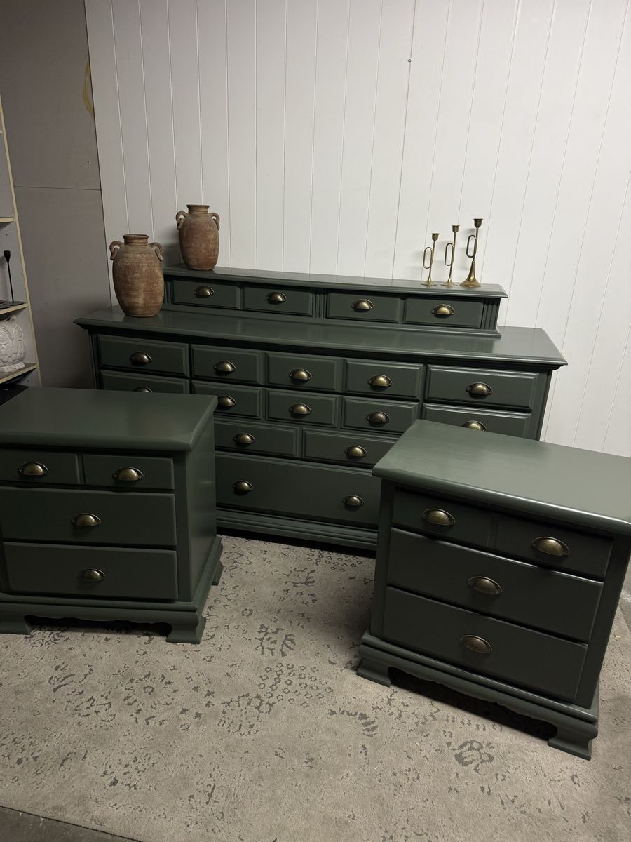 Dark green 4pc dresser set