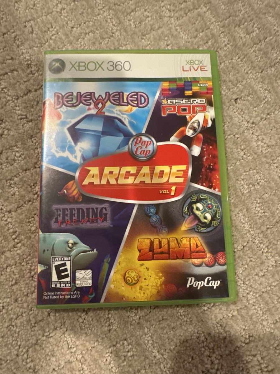 PopCap Arcade Vol 1 Xbox 360 Game: Bejeweled 2, AstroPop, Feeding Frenzy, Zuma