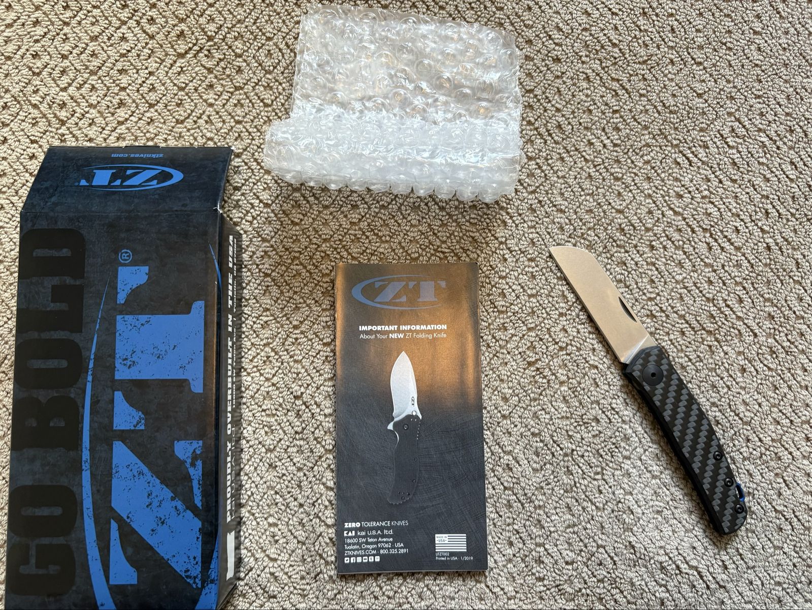 ZT Zero Tolerance 0230 Kai Jens Anso Design Folding Knife Carbon Fiber Handle