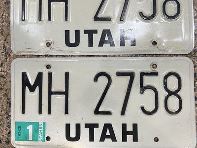Vintage Utah 1985 License Plate Pair MH 2758 - Collectible Auto Memorabilia