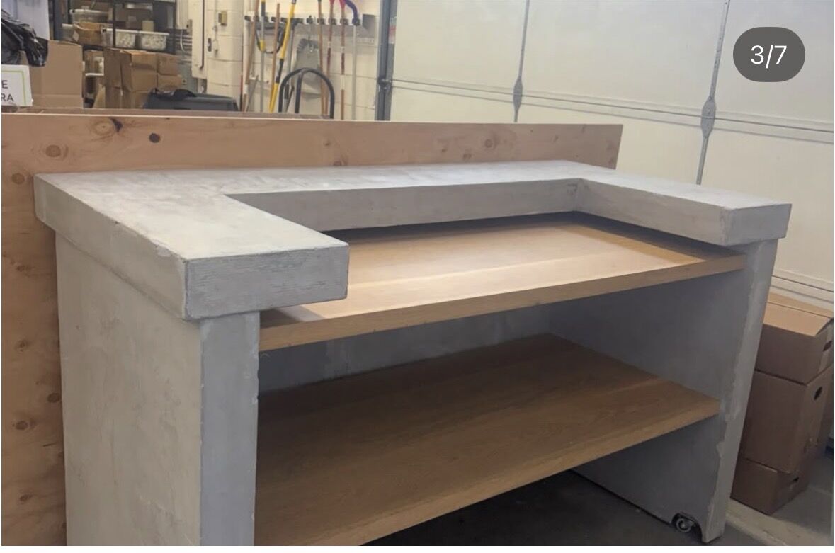 Wood and limestone finish portable bar