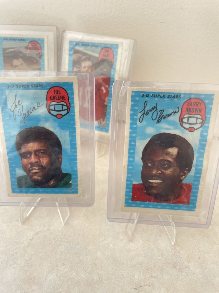 Vintage 3-D Super Stars Football Cards - Joe Greene & Larry Brown