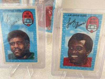 Vintage 3-D Super Stars Football Cards - Joe Greene & Larry Brown