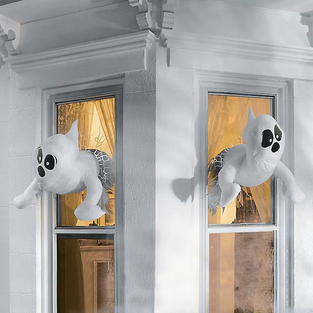 Halloween Hanging Plush Ghost Window Crasher Gravestone Cemetery Statue Figurine Collectible Yard Home Decor Decoration Prop