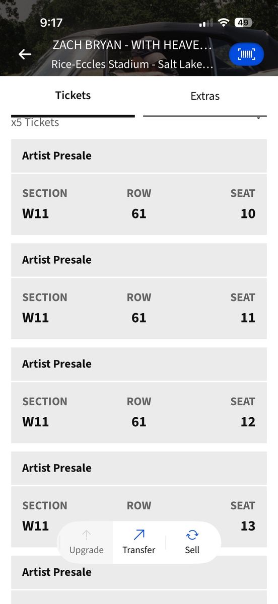 Zach Bryan 5 tickets