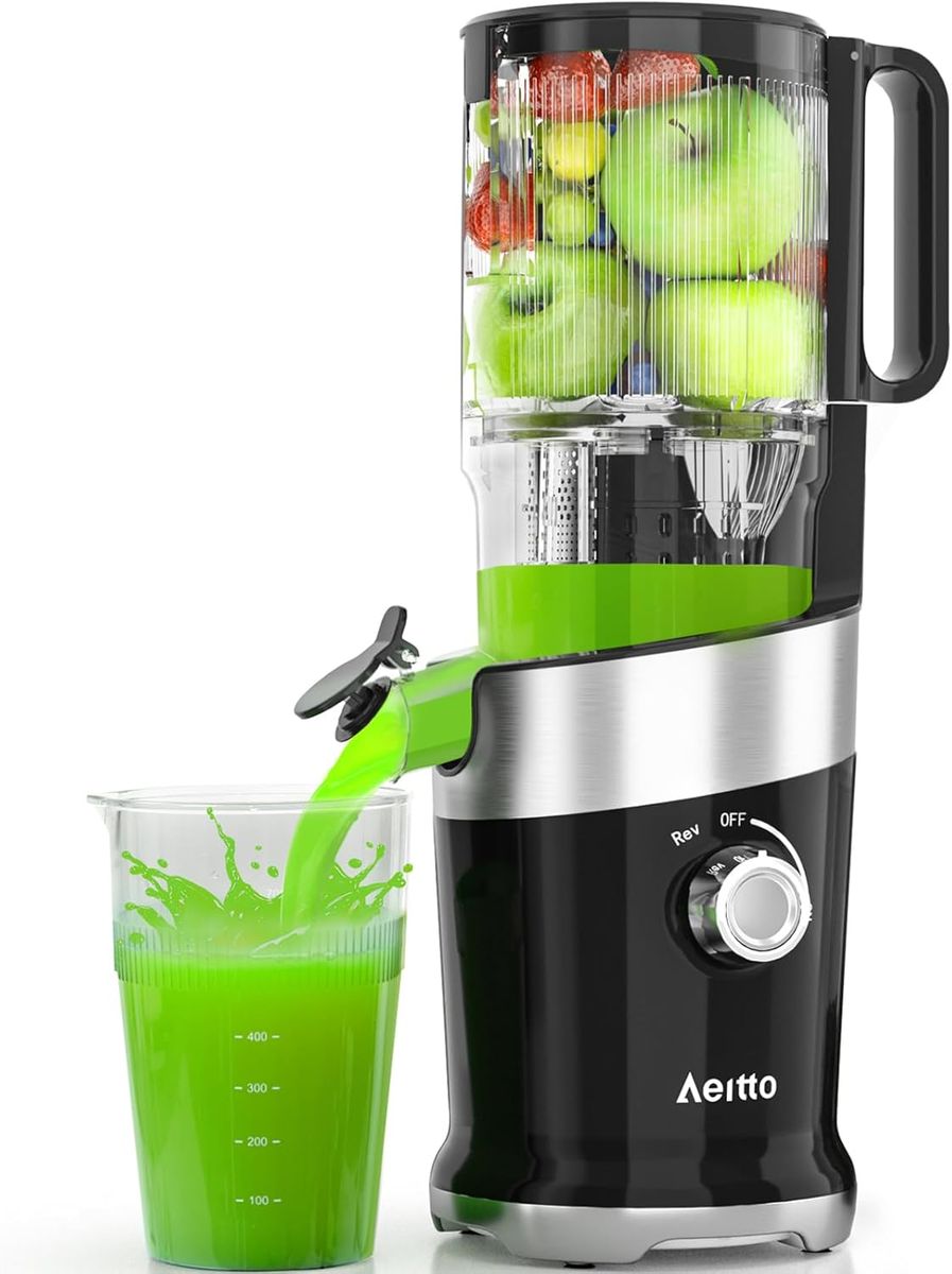 NEW Aeitto big mouth pro slow juicer HSJ-1908, 4.9 Wide Mouth Masticating, Black