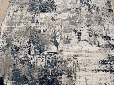New. Modern Abstract Area Rug - Blue, Gray, and Cream 5x8