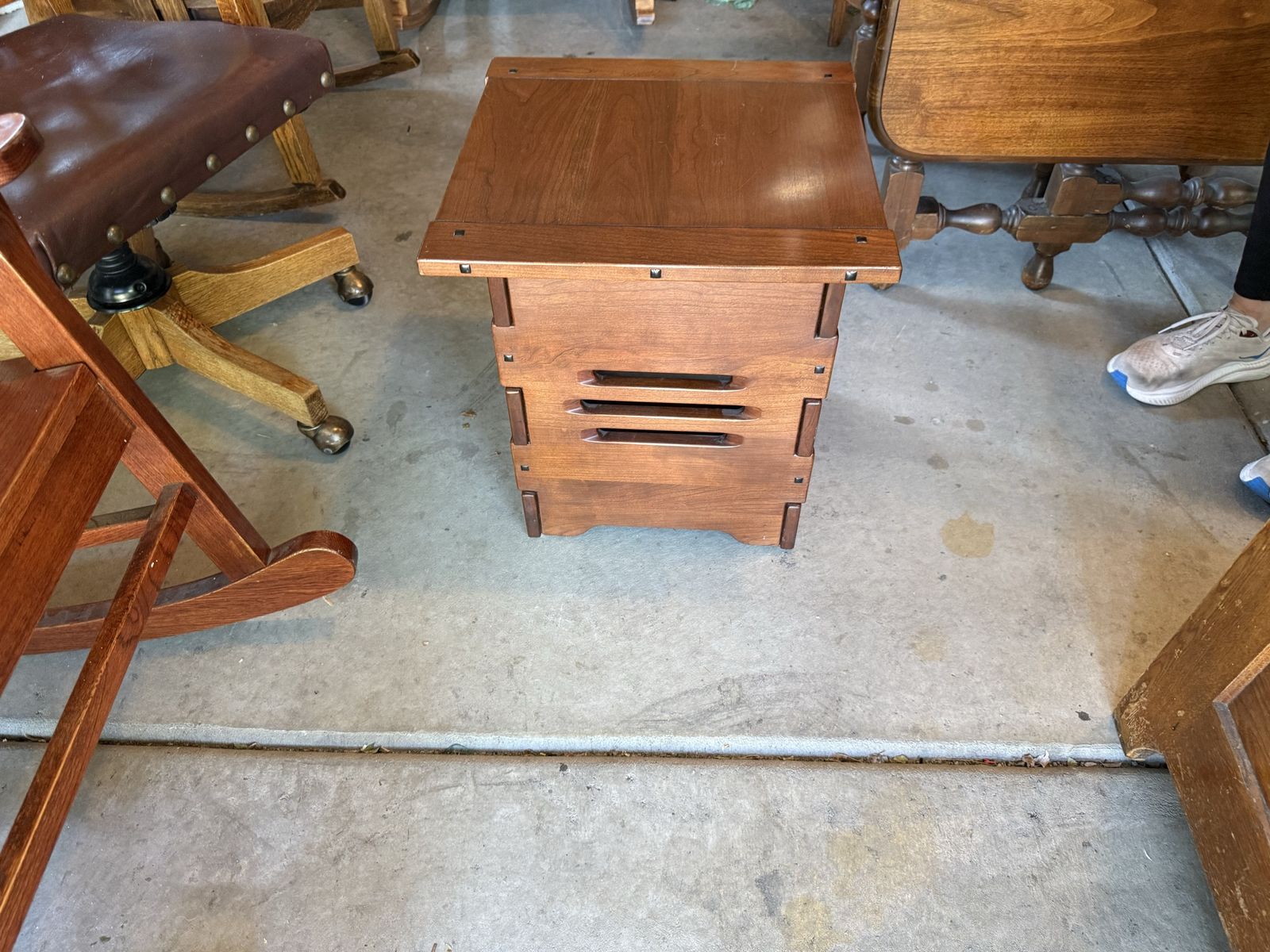 Stickley (Antiquities) Wood End Table with Hidden Storage, Solid Wood Nightstand