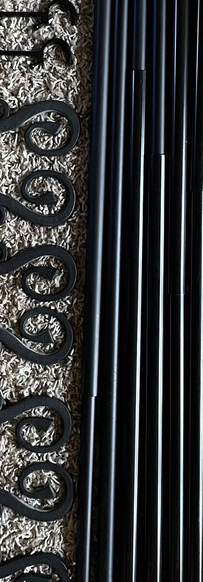 Black Wrought Iron 1” in diameter Curtain Rod Set with Ornate Finials & Brackets - Adjustable Length 24-48” or 48-96”