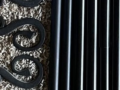 Black Wrought Iron 1” in diameter Curtain Rod Set with Ornate Finials & Brackets - Adjustable Length 24-48” or 48-96”