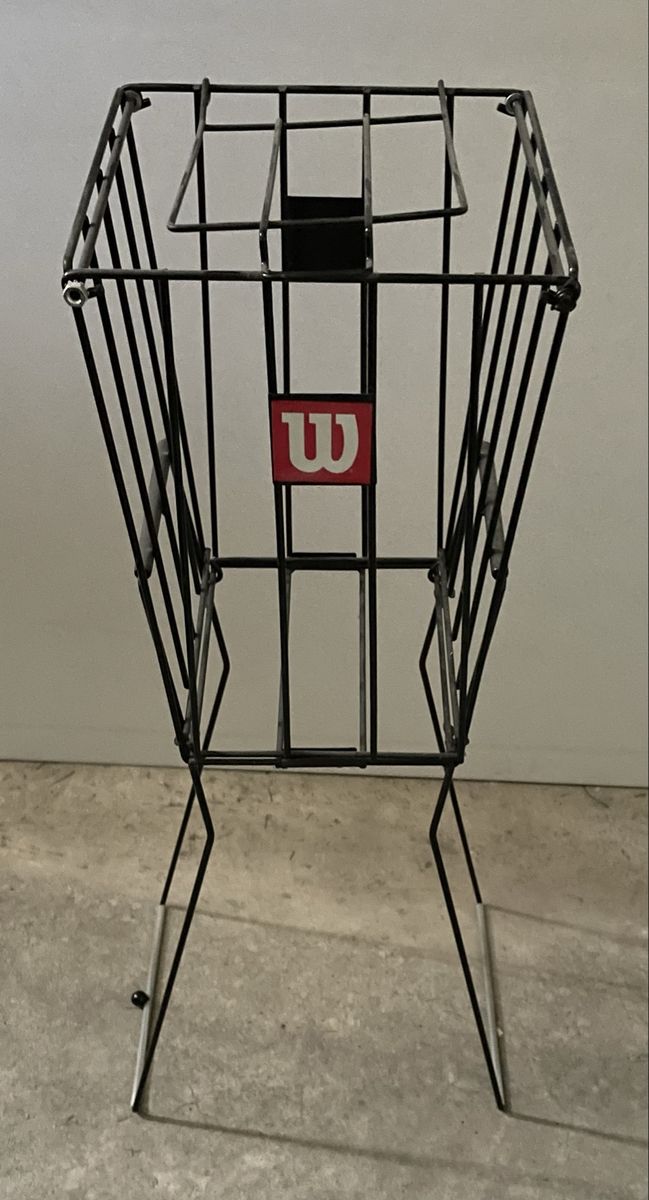 Wilson Tennis Ball Hopper Basket with Handles - Holds 75 Balls, Black Metal