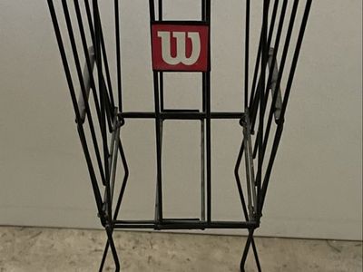Wilson Tennis Ball Hopper Basket with Handles - Holds 75 Balls, Black Metal