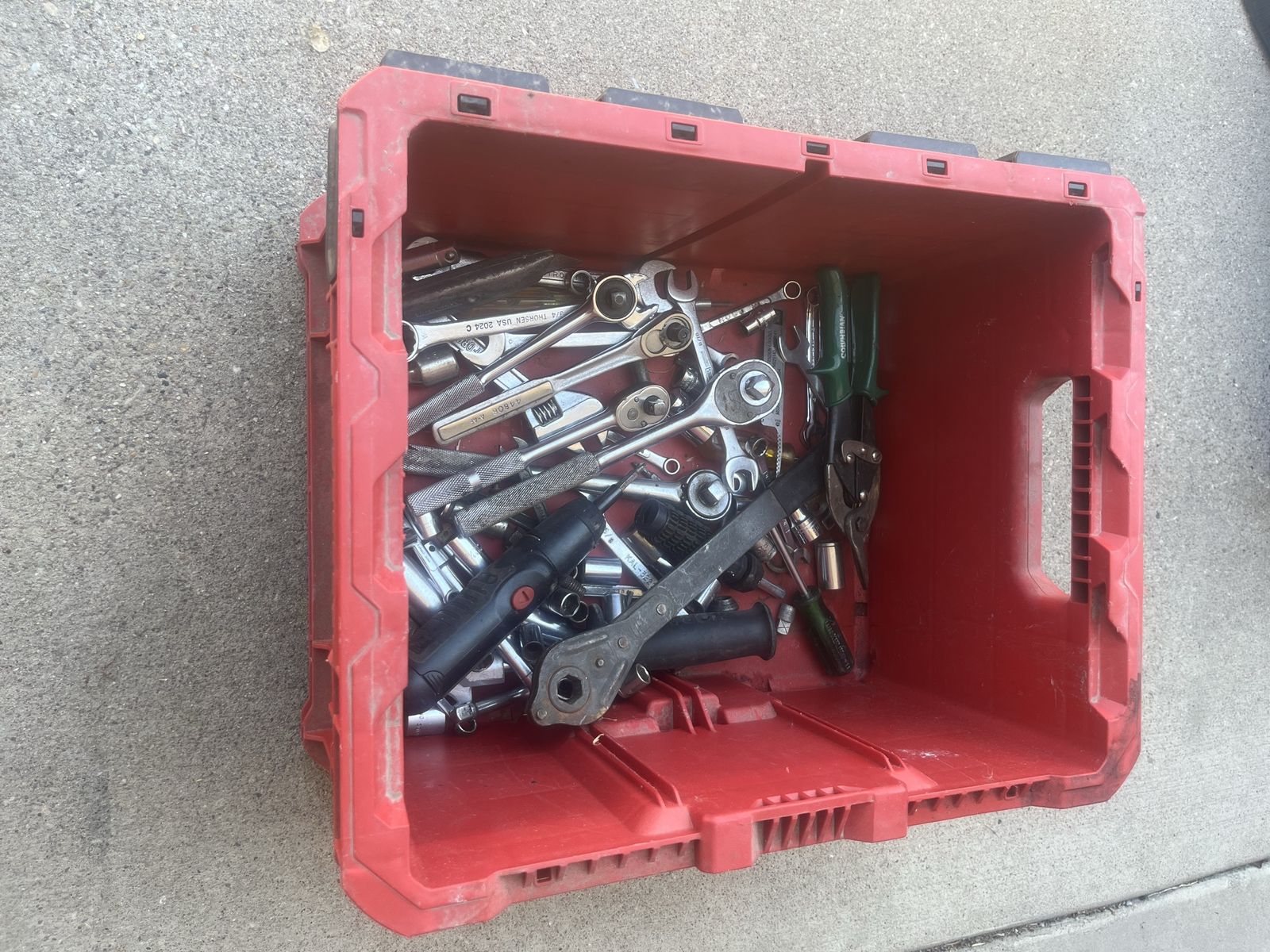 Milwaukee Packout Crate Filled with Assorted Hand Tools, Ratchets, & Wrenches